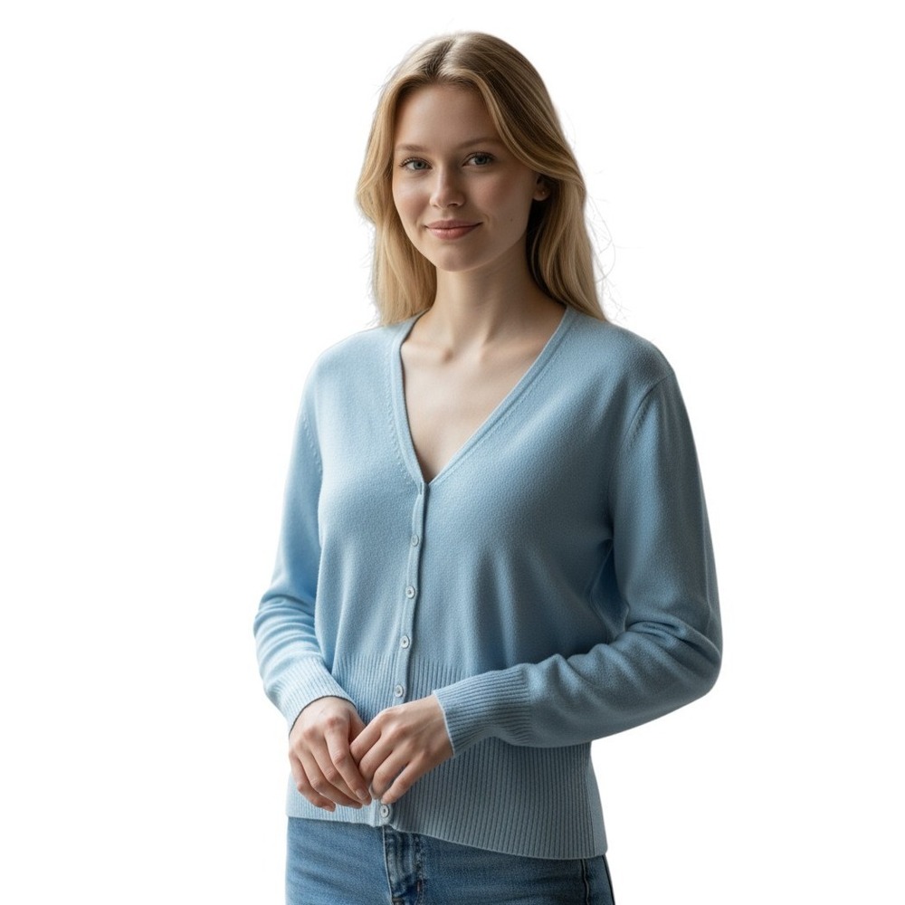 Apostrophe Women's Cardigan Knit Button up Size L Lightweight Turquoise Teal Y2K